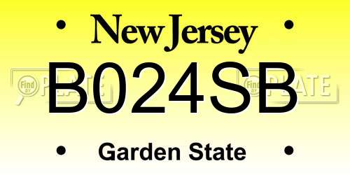 B024SB New Jersey License Plate
