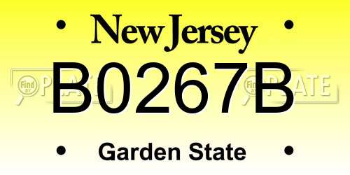 B0267B New Jersey License Plate