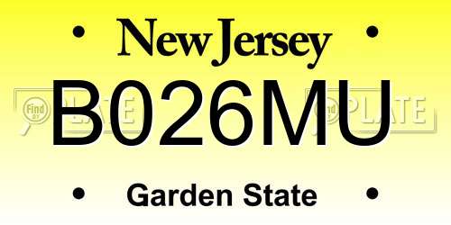B026MU New Jersey License Plate