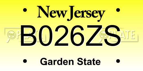 B026ZS New Jersey License Plate