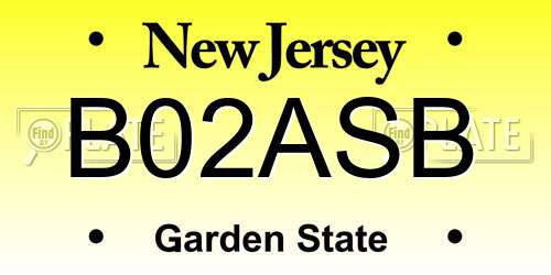 B02ASB New Jersey License Plate
