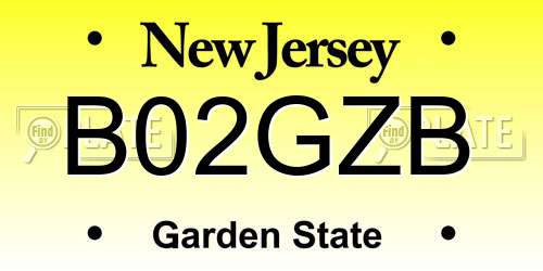 B02GZB New Jersey License Plate