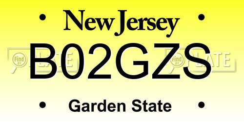 B02GZS New Jersey License Plate