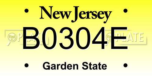 B0304E New Jersey License Plate