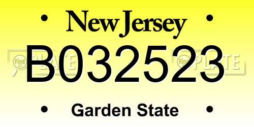 B032523 New Jersey License Plate