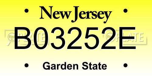 B03252E New Jersey License Plate