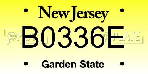 B0336E New Jersey License Plate