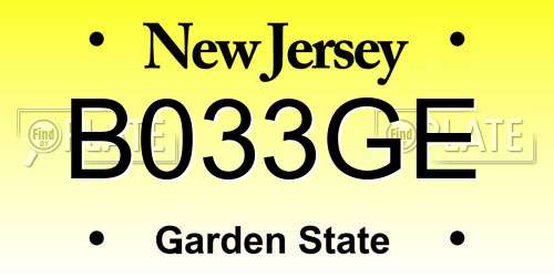B033GE New Jersey License Plate