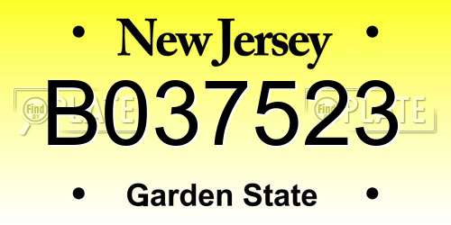B037523 New Jersey License Plate