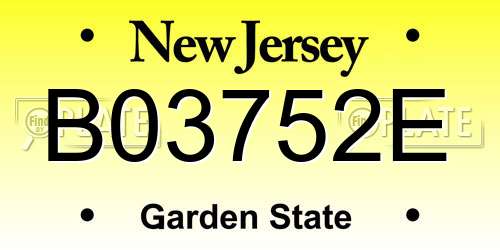 B03752E New Jersey License Plate