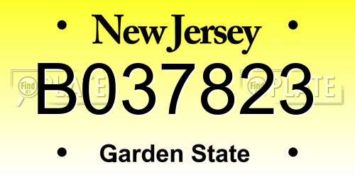 B037823 New Jersey License Plate