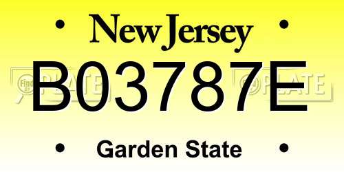 B03787E New Jersey License Plate