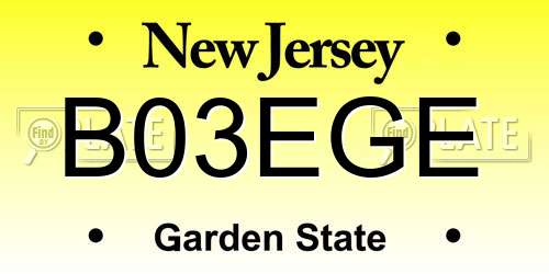 B03EGE New Jersey License Plate