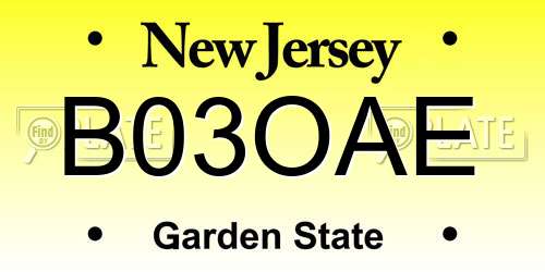 B03OAE New Jersey License Plate