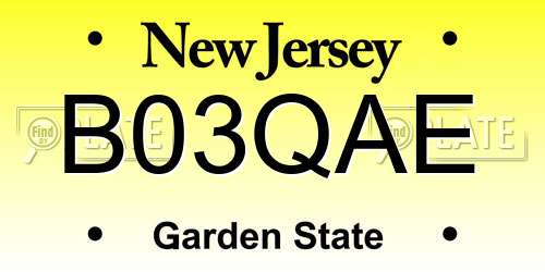 B03QAE New Jersey License Plate