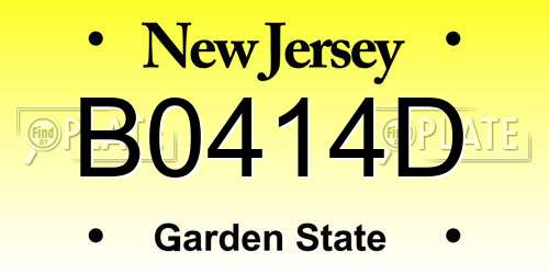B0414D New Jersey License Plate