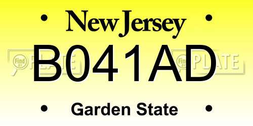B041AD New Jersey License Plate