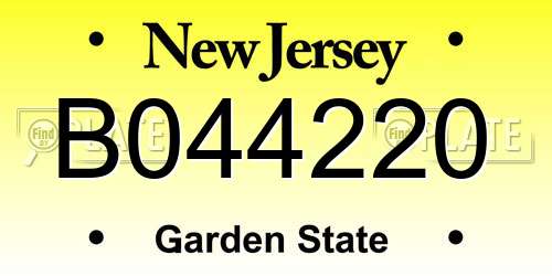 B044220 New Jersey License Plate