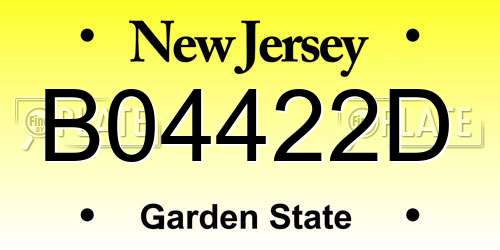 B04422D New Jersey License Plate