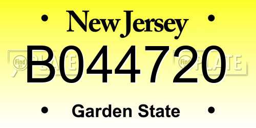 B044720 New Jersey License Plate
