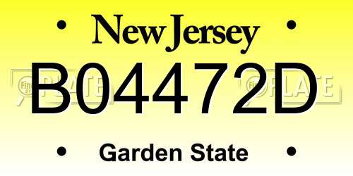 B04472D New Jersey License Plate
