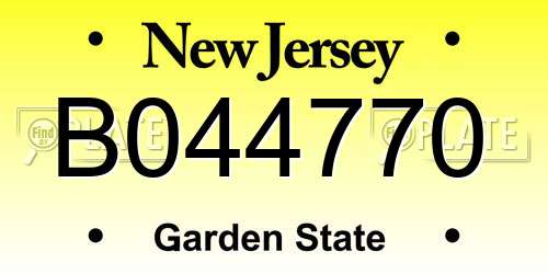 B044770 New Jersey License Plate