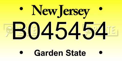 B045454 New Jersey License Plate