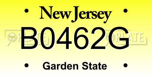 B0462G New Jersey License Plate