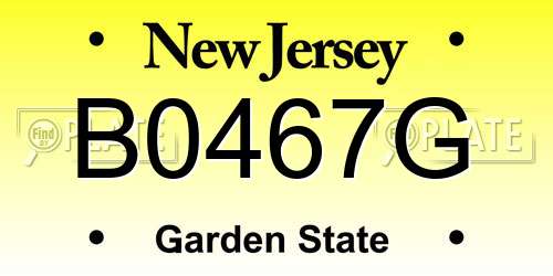 B0467G New Jersey License Plate