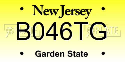 B046TG New Jersey License Plate