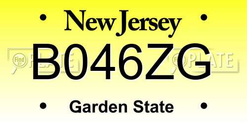 B046ZG New Jersey License Plate