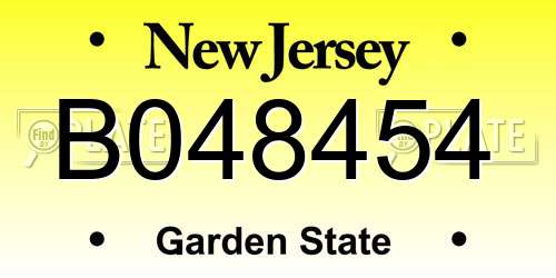 B048454 New Jersey License Plate