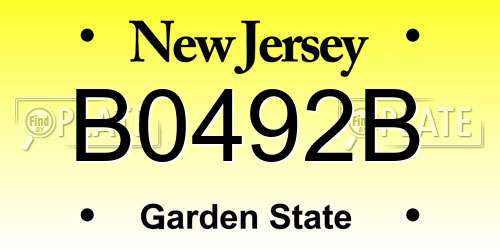 B0492B New Jersey License Plate