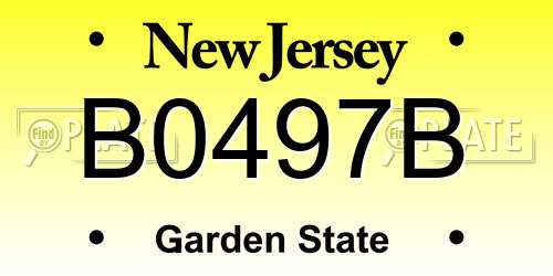 B0497B New Jersey License Plate