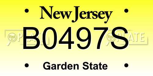 B0497S New Jersey License Plate