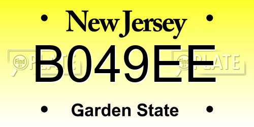 B049EE New Jersey License Plate