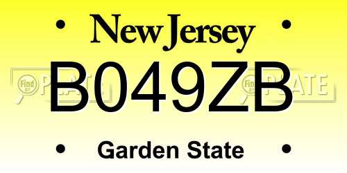 B049ZB New Jersey License Plate