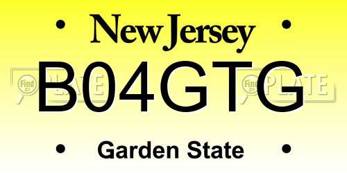 B04GTG New Jersey License Plate