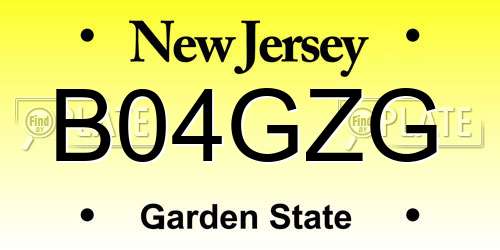 B04GZG New Jersey License Plate