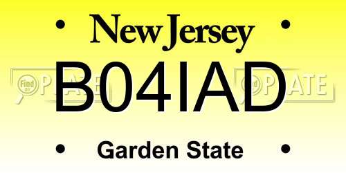 B04IAD New Jersey License Plate