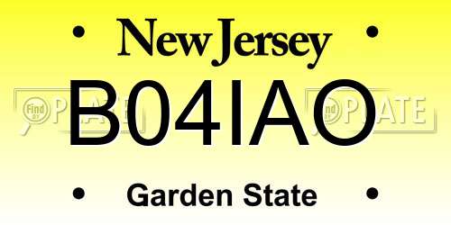 B04IAO New Jersey License Plate