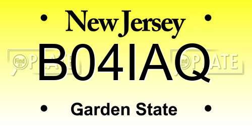 B04IAQ New Jersey License Plate