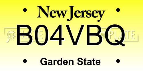 B04VBQ New Jersey License Plate