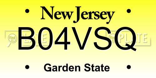 B04VSQ New Jersey License Plate