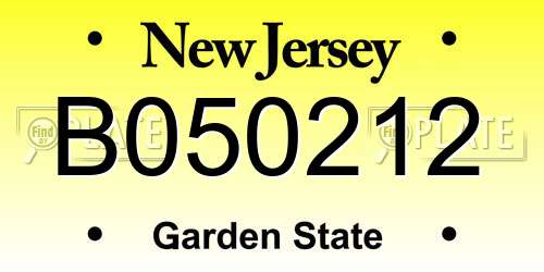 B050212 New Jersey License Plate