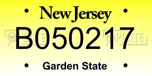 B050217 New Jersey License Plate