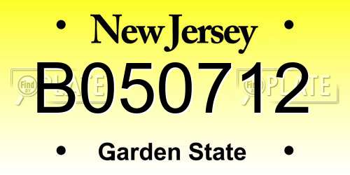 B050712 New Jersey License Plate