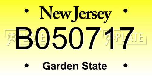 B050717 New Jersey License Plate