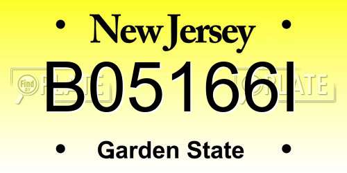 B05166I New Jersey License Plate