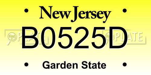 B0525D New Jersey License Plate